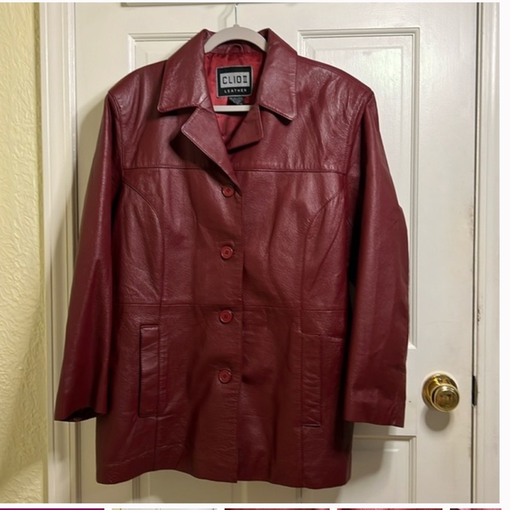 Clio Women's Burgundy Leather Jacket